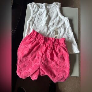 NEW pink and white terry cloth shorts set size 5T #B-29